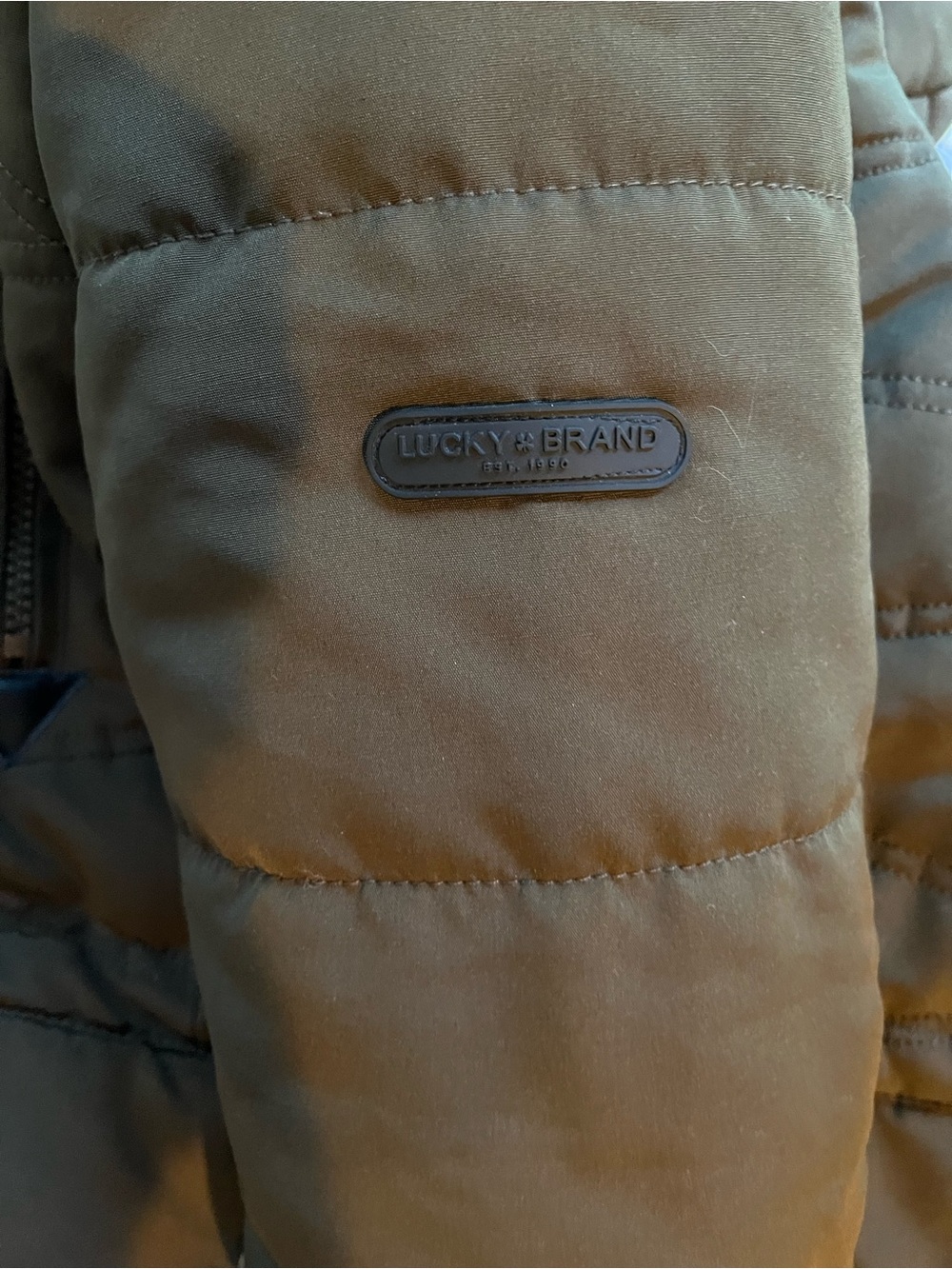 Lucky Brand Olive Quilted Long Puffer Coat - Picture 4 of 6